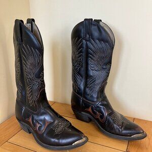 Canada West Bullrider Cowboy Boots Brown Eagle Stitching Metal Toe Cap Canada